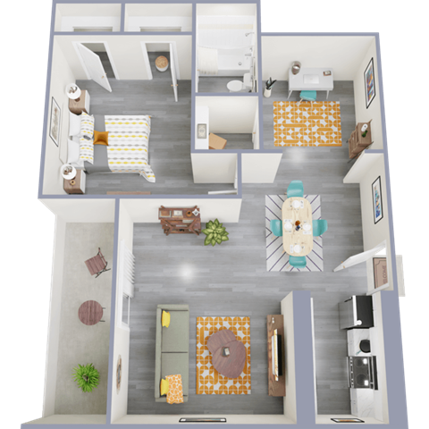 a birdseye view of our 1 bedroom apartment at university gardens in tempe